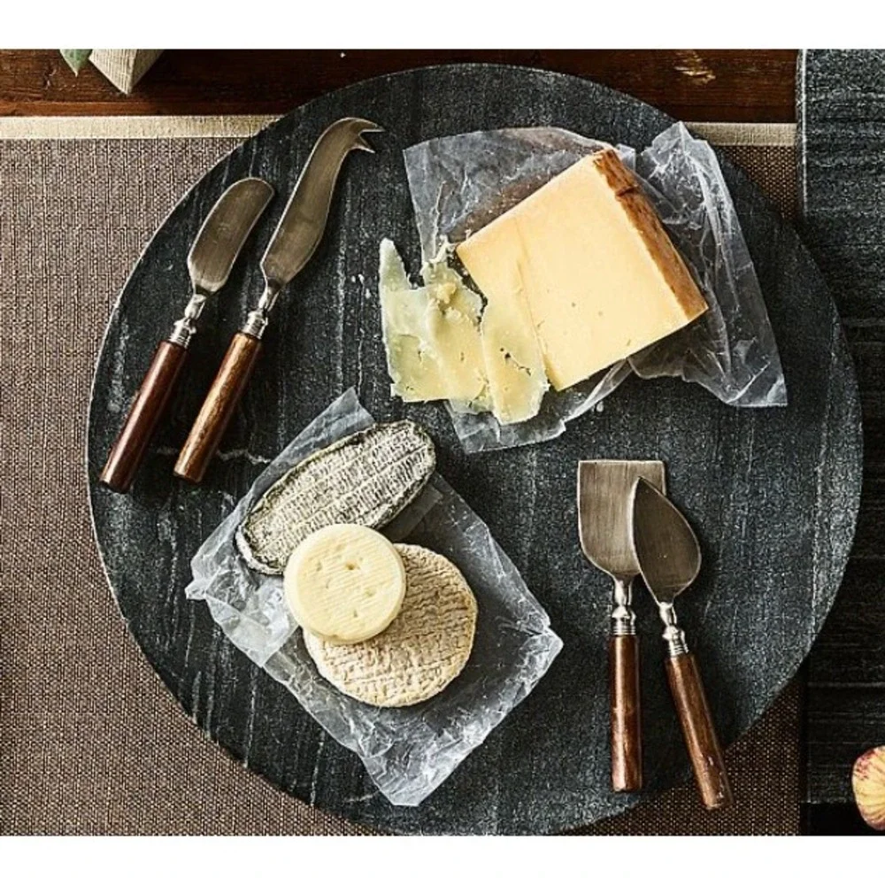 Pottery Barn Chateau Wood Cheese Knife Set of 4 Stainless Steel Dark Wood Handle